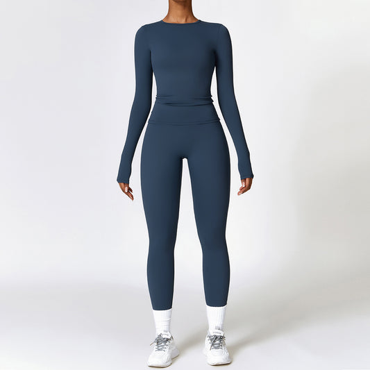 B-READY Tight-fitting Brushed Yoga Suit Quick-drying Fitness Clothes Fitness Long Sleeve Tracksuits Sports Suit Gym Top High Waist Leggings Women Sets Yoga Set