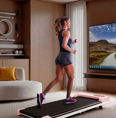 B-READY HOME TRAINER Folding Under Desk Walking Pad Treadmill With Adjustable Incline, 1-6 Km H Low Noise For Home Office, LED Display, Magnetic Remote Control, Transport Wheels Plug, Black.