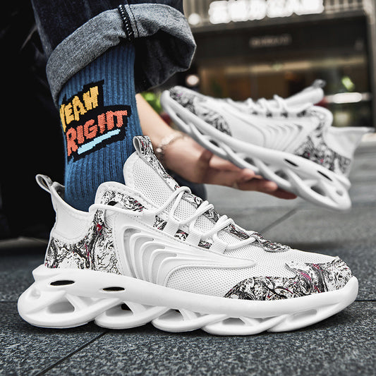 B-READY Unisex Running Sneaker 2026 – Atmungsaktive Marathon Schuhe mit weicher, dämpfender Sohle Graffiti Shoes