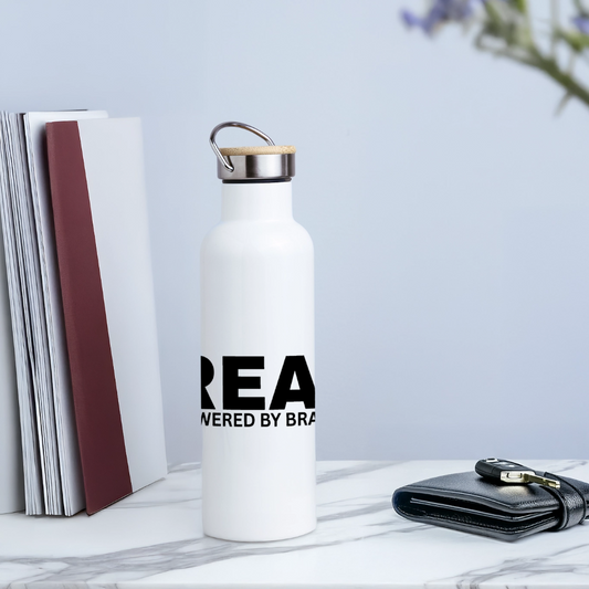 B-READY Gym Sport Thermal Bottle With Bamboo from Thailand Handmade - white