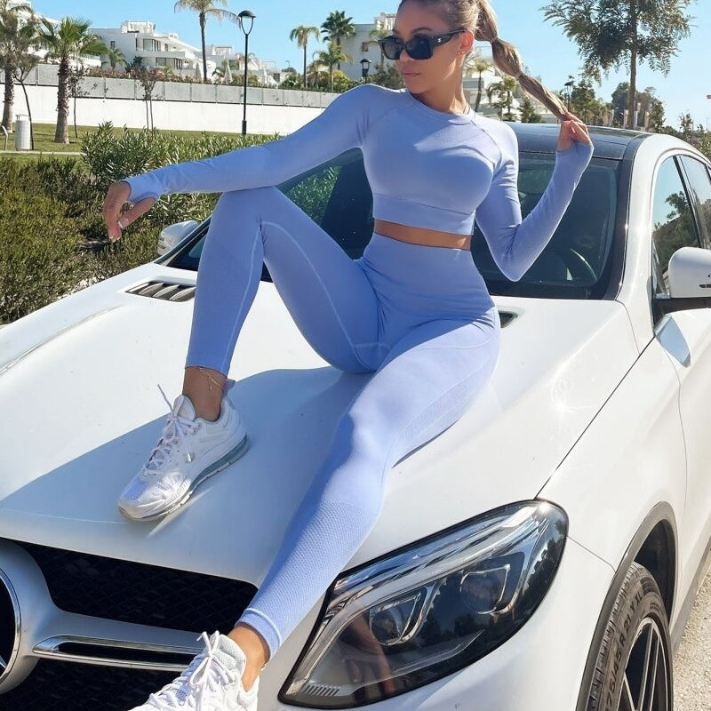 B-READY Gym Fitness Jogging 2-Piece Training Seamless Women's Sportswear Yoga Suit set