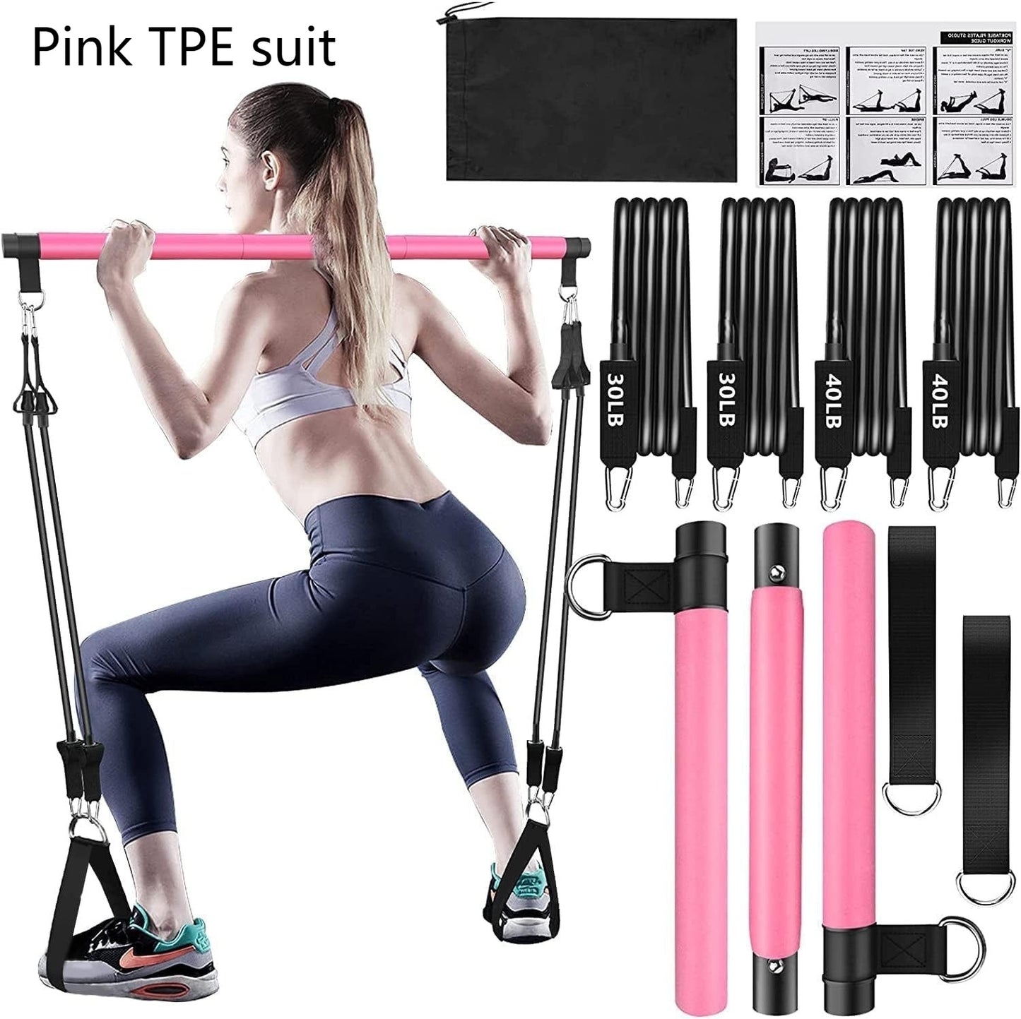 B-READY Pilates Bar Suit With Multifunction Resistance Band Pulling Rope Yoga Fitness incl. Course
