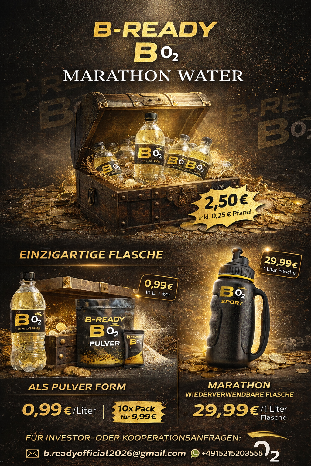 B-READY BO₂ Marathon Water - Elektrolyt Sportgetränk | Flasche, Pulver & Sets