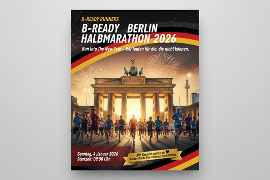 🏃♂️ B-READY RUNNERS BERLIN HALBMARATHON 2026
„Run Into The New Year – Wir laufen für die, die nicht können.“
📅 Event Details
Datum: Sonntag, 4. Januar 2026
Startzeit: 09:00 Uhr
Ort: Brandenburger Tor, Berlin 🇩🇪 Alle spenden gehen and Kinder Krebs Forschung Einrichtungen