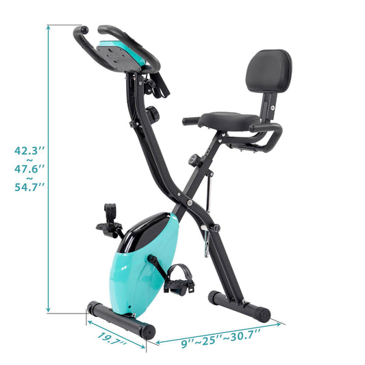B-READY Home Folding Exercise Bike,Fitness Upright Recumbent X-Bike Adjustable Resistance