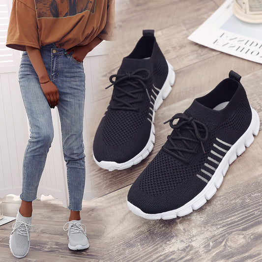 B-READY
Casual Ladies Shoes Breathable Women Flying Knit Sports Shoes Flat Shoes