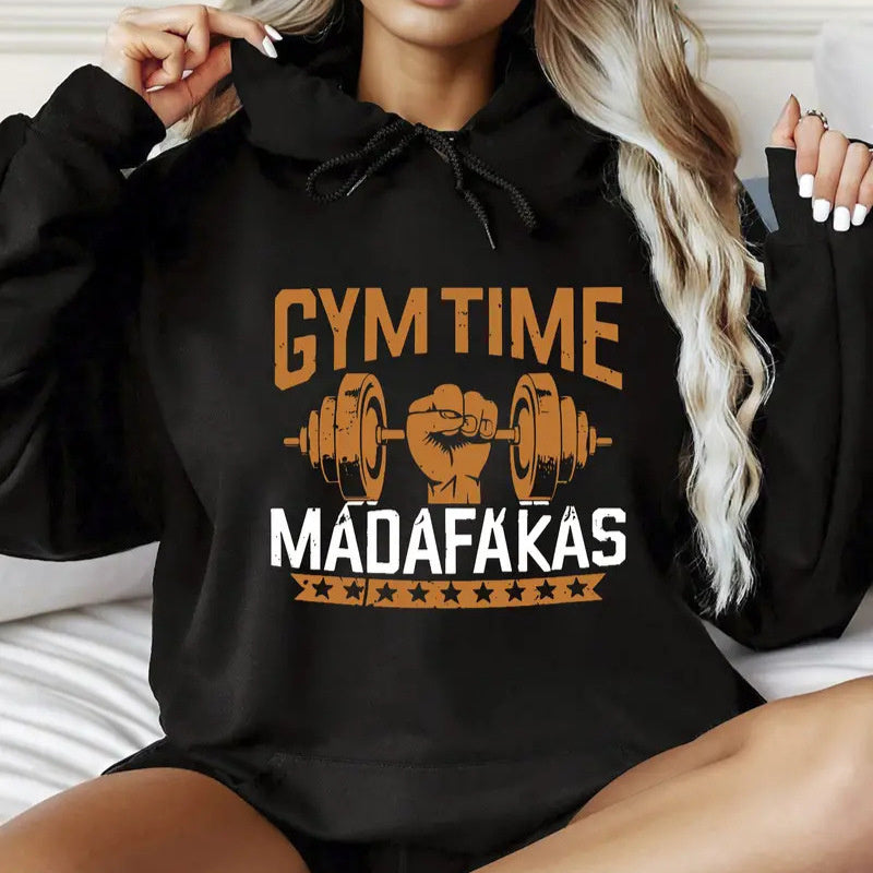 B-READY unisex Sweater Street Leisure Velvet Sport Printed Hoodie Go to the Gym! Couple Outfit