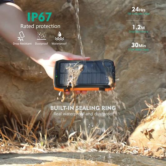 B-READY New Product Large Capacity 20000mAh 3 USB C Flashlight Ip67 Waterproof High-speed Wireless Charger Solar Power Bank B-PREPARED 2026