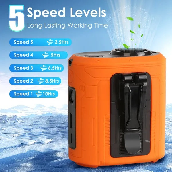 B-READY 5 In 1 Portable Waist Clip Fan With 5 Speeds Flashlight Battery Operated Personal Wearable Turbo Belt Fan Hands-Free Neck Fan For Camping Travel Job Site B-PREPARED 2026