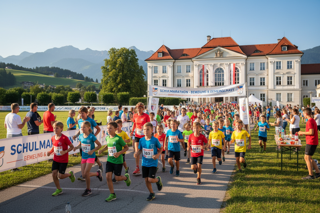 Schul-Sportfest Marathon mit Schülern und Lehrern