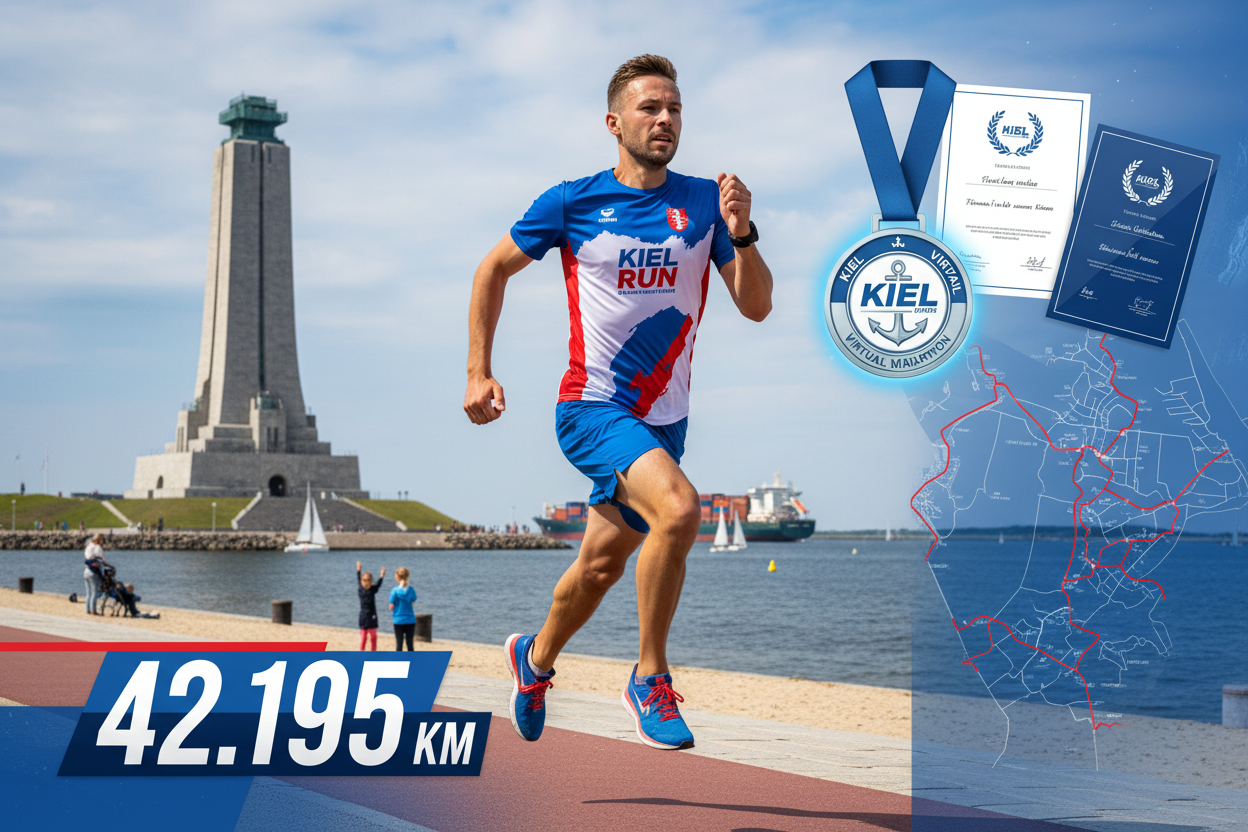 🏃 Virtual Marathon Kiel 2026 - Laufe für Schleswig-Holstein!
Repräsentiere Kiel & Schleswig-Holstein! Virtueller Marathon mit Kiel-Trikot in Blau-Weiß-Rot.
✅ Im Ticket enthalten (€55):
🎽 Kiel City Trikot - Design mit Marine-Ehrenmal (Blau/Weiß/Rot)
🏅 Digitale Finisher-Medaille
📜 Digitales Zertifikat
🗺️ Kiel Route Map - 42,195 km (Kieler Förde → Hafen → Strand)
🏆 Leaderboard
❤️ €25 Charity Spende
📋 Spendenquittung
Lauf für Kiel! powered by b-ready26.com
