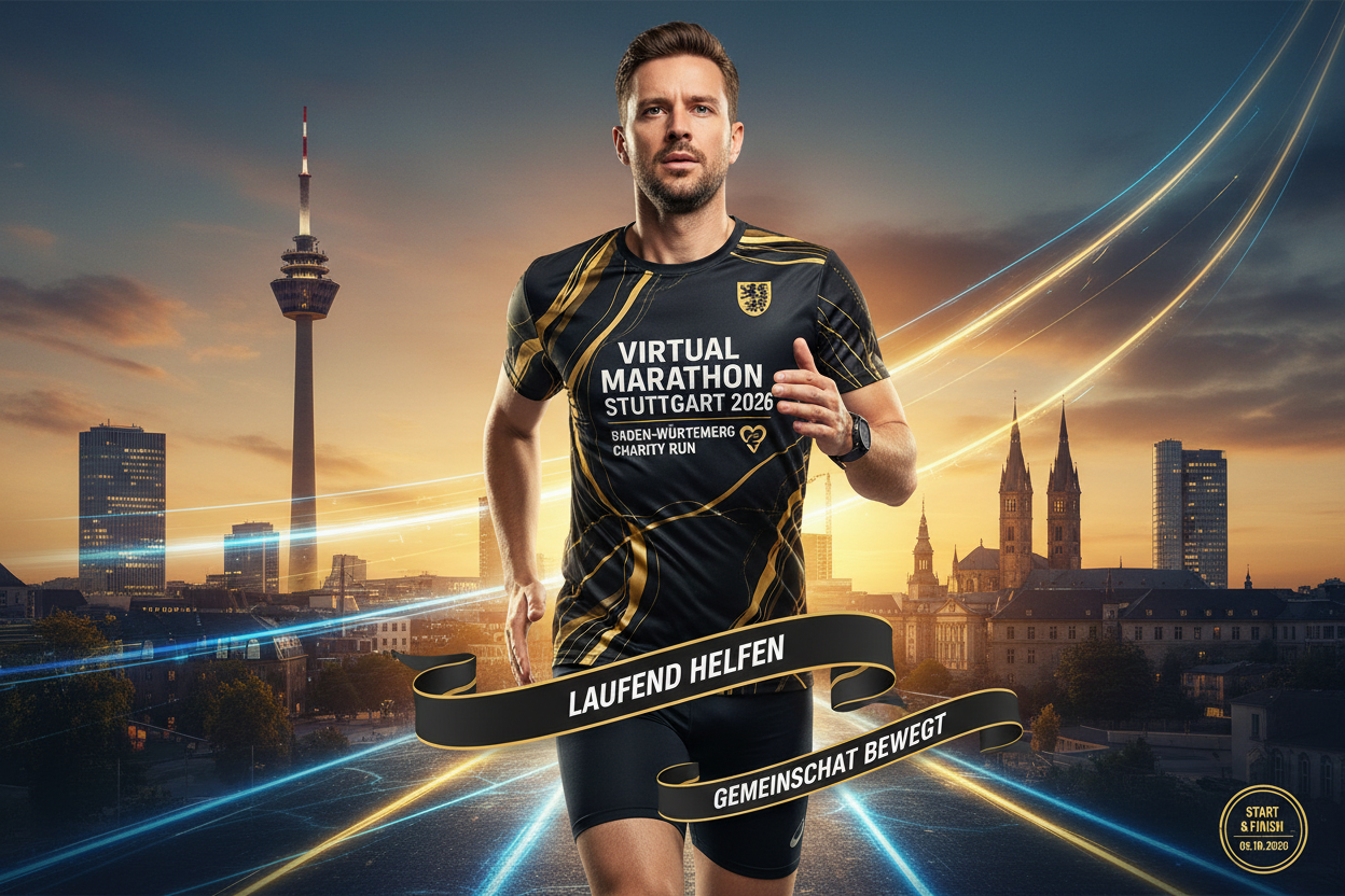 Virtual Marathon Stuttgart 2026 | Baden-Württemberg Charity Run | Inkl. Trikot Powered by B-READY26.com
