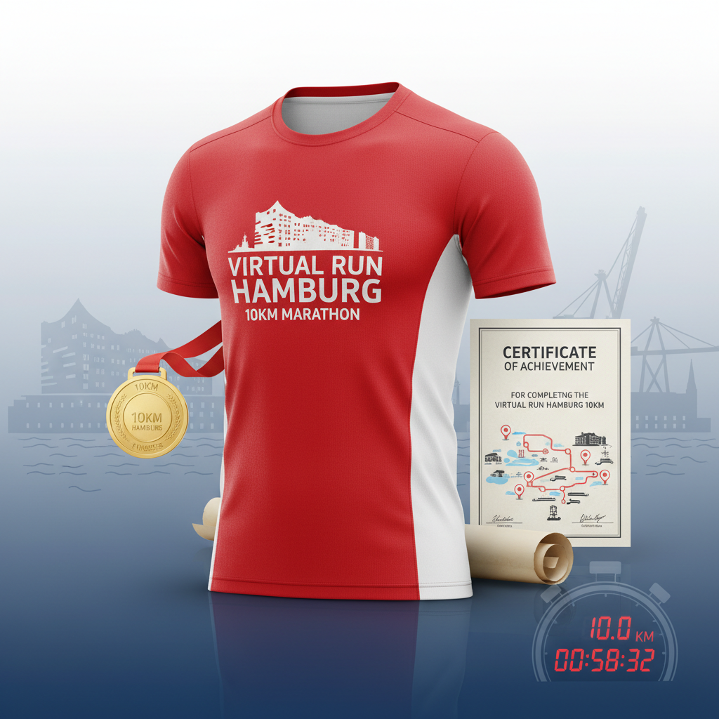 🏃 VIRTUAL RUN HAMBURG 10KM - Durch die Hansestadt!
10km durch Hamburg! Von der Alster zum Hafen!
✅ Komplett-Paket (€35):
🎽 Hamburg City-Trikot - Elbphilharmonie, Rot/Weiß
🏅 Digitale Medaille - Mit Name & Zeit
📜 Zertifikat - Offiziell
🗺️ 10km Route-Map - Alster → Elbphilharmonie → Hafen
🏆 Leaderboard - 10km Kategorie
❤️ €16 Charity - Hamburger Kinder-Stiftung
📋 Spendenquittung - Steuerlich absetzbar
