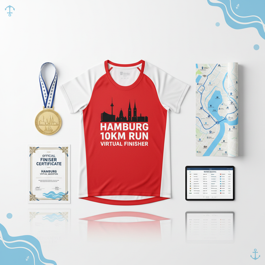 🏃 VIRTUAL RUN HAMBURG 10KM - Durch die Hansestadt!
10km durch Hamburg! Von der Alster zum Hafen!
✅ Komplett-Paket (€35):
🎽 Hamburg City-Trikot - Elbphilharmonie, Rot/Weiß
🏅 Digitale Medaille - Mit Name & Zeit
📜 Zertifikat - Offiziell
🗺️ 10km Route-Map - Alster → Elbphilharmonie → Hafen
🏆 Leaderboard - 10km Kategorie
❤️ €16 Charity - Hamburger Kinder-Stiftung
📋 Spendenquittung - Steuerlich absetzbar