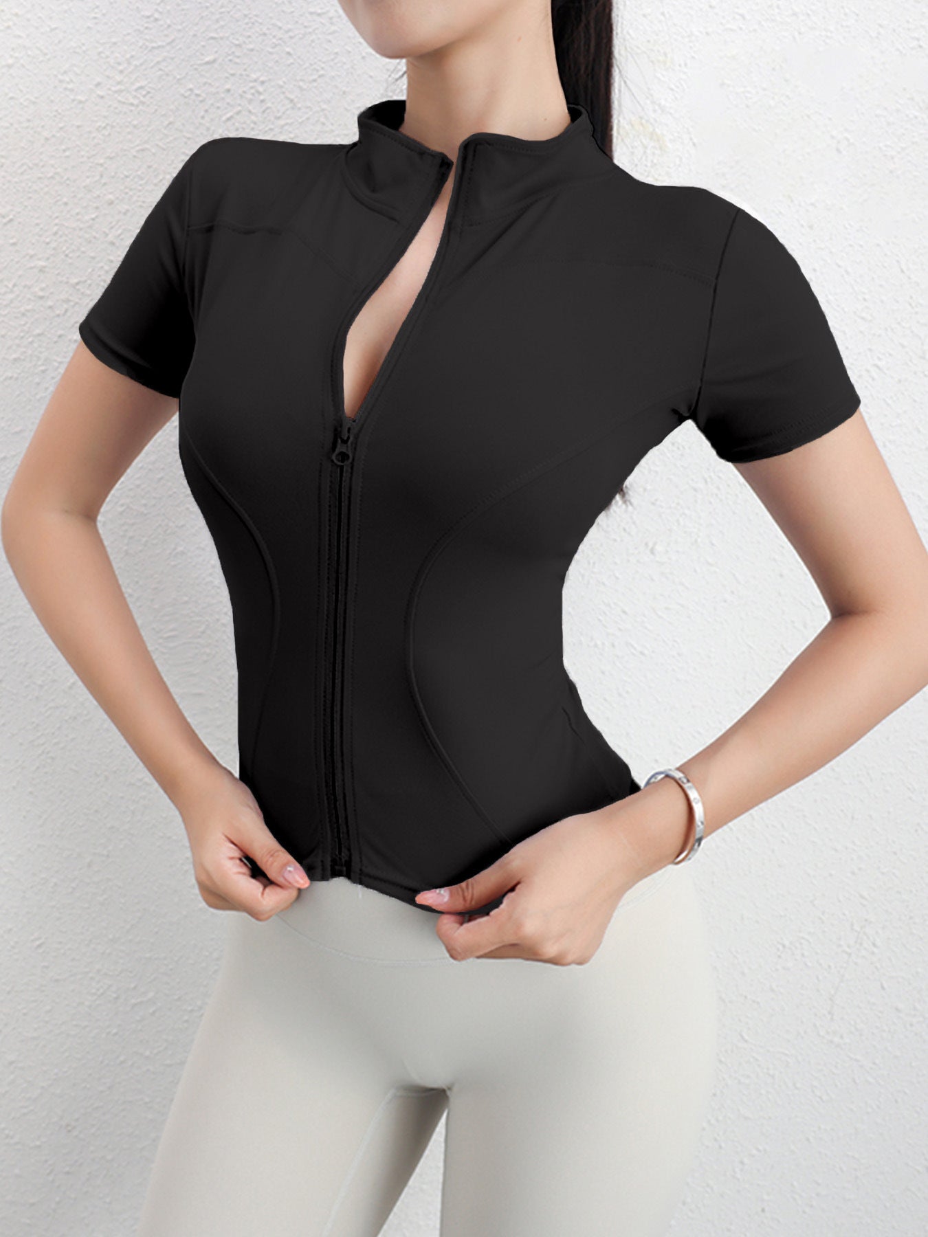 B-READY Women's Yoga Short Sleeve Coat Short Sports Fitness