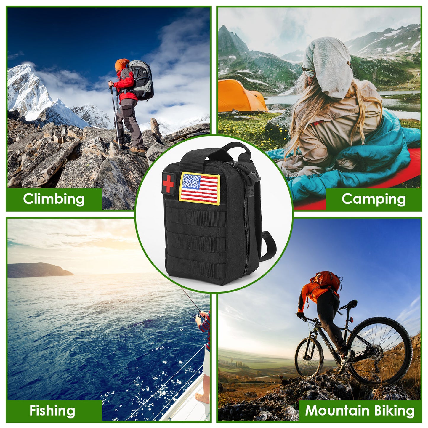 B-READY 47Pcs Emergency Survival Kit Survival EDC Gear Equipment Tool First Aid Supplies Kit Tools With Pouch For Hiking Hunting Disaster Camping Adventure