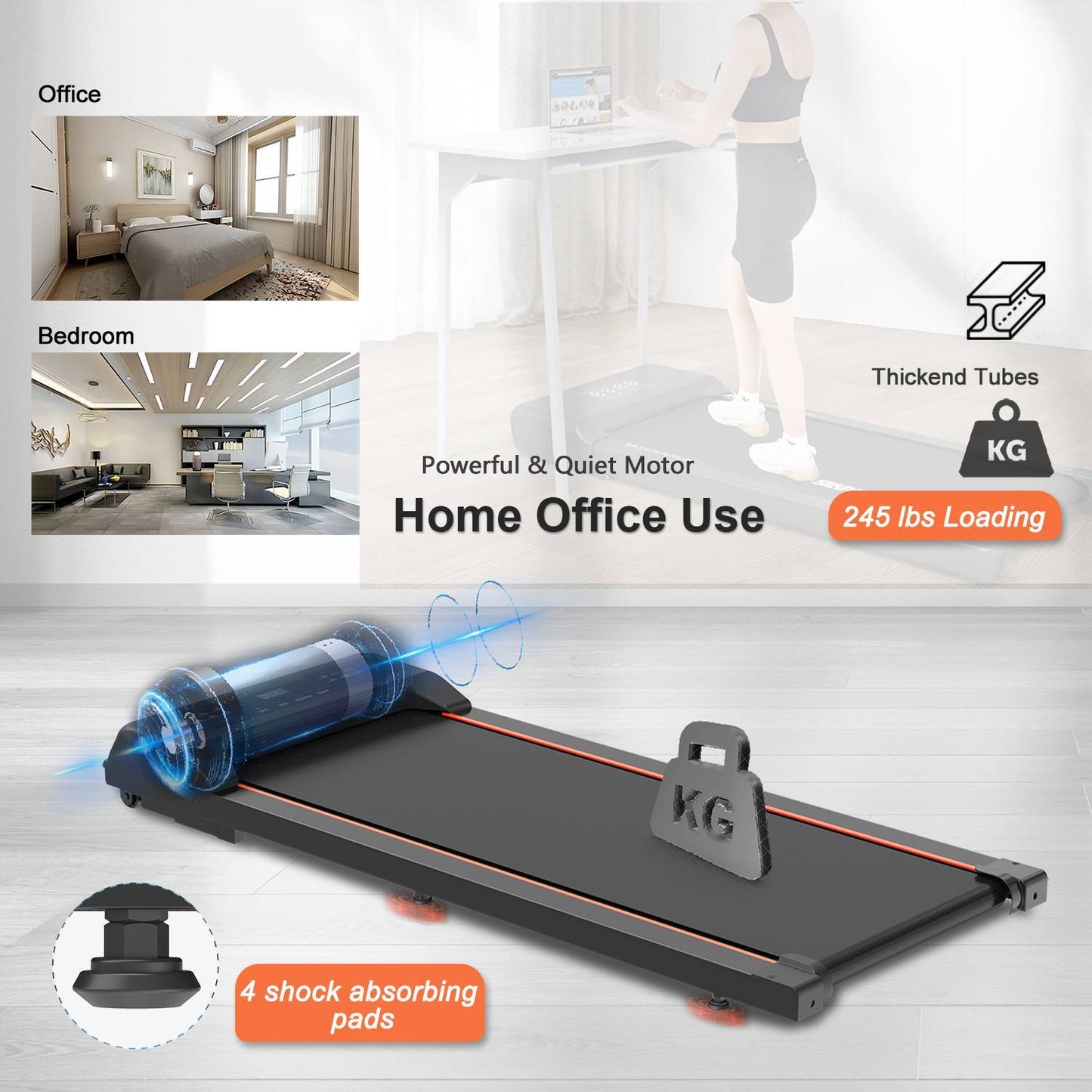 B-READY Smart Ai Walking Pad Under Desk Treadmill LED Display And Remote Control Portable Treadmill inclusive Course