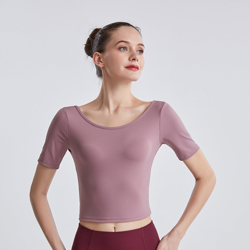 B-READY New Yoga Back Yoga Clothes Short-sleeved Cross Top