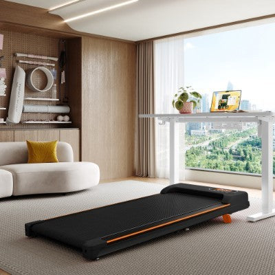 B-READY HOME TRAINER Folding Under Desk Walking Pad Treadmill With Adjustable Incline, 1-6 Km H Low Noise For Home  Office, LED Display, Magnetic Remote Control, Transport Wheels  Plug, Black.