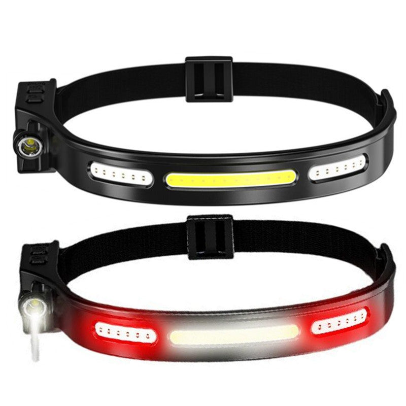 B-READY Running Marathon night COB LED White Red Light 5 Lighting Modes Headlamp Sensor Headlight With Built In Battery Flashlight USB Rechargeable Torch