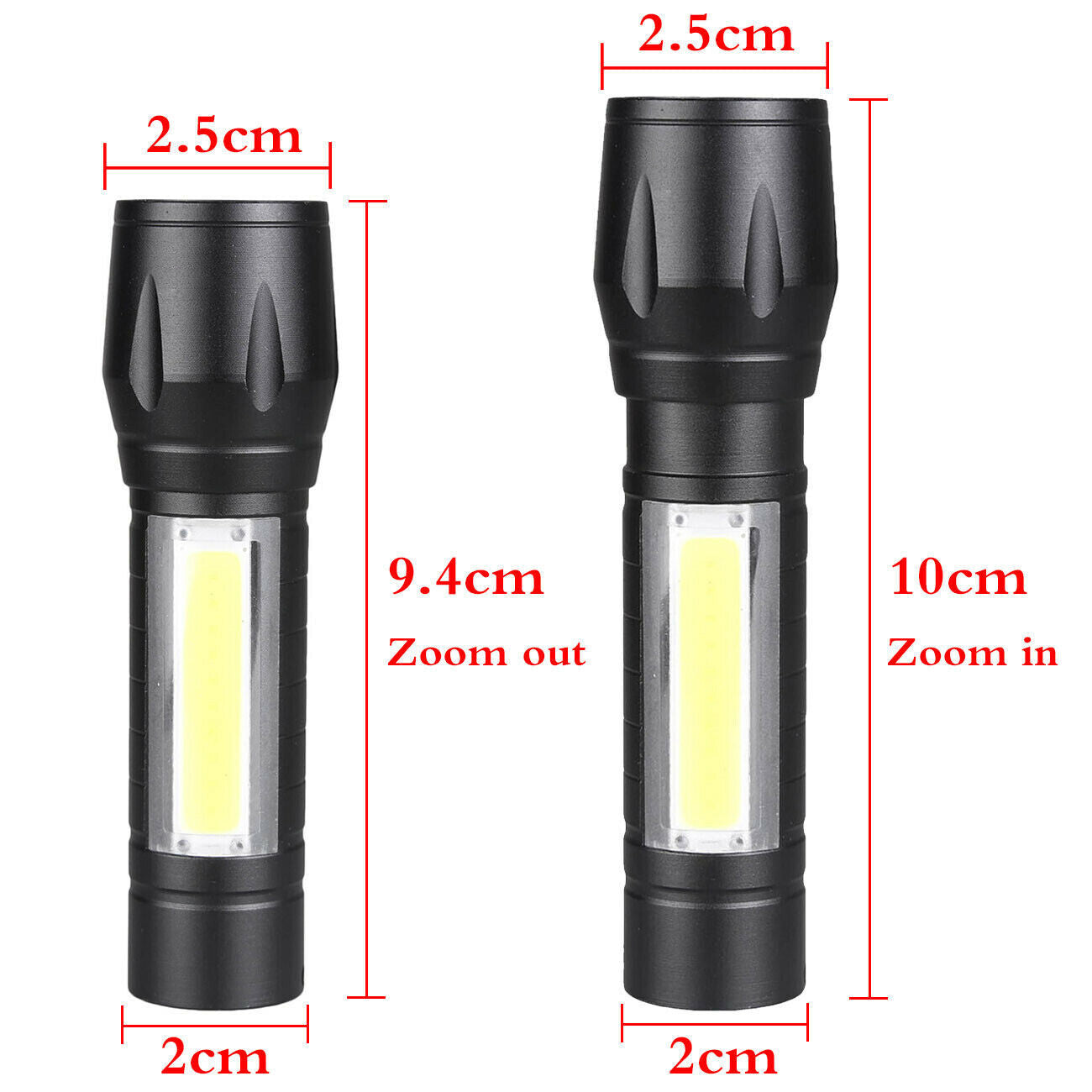 B-READY Mini Flashlight LED COB Torch Rechargeable High Lumens Zoomable Adjustable Focus Camping Light 3 Modes For Outdoor Waterproof B-PREPARED 2026