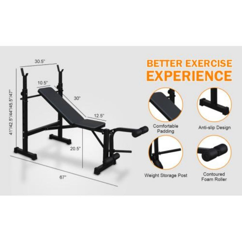 B-READY 26 Olympic Weight Bench Full Body Workout For Your Home Gym With Squat Rack And Bench Press