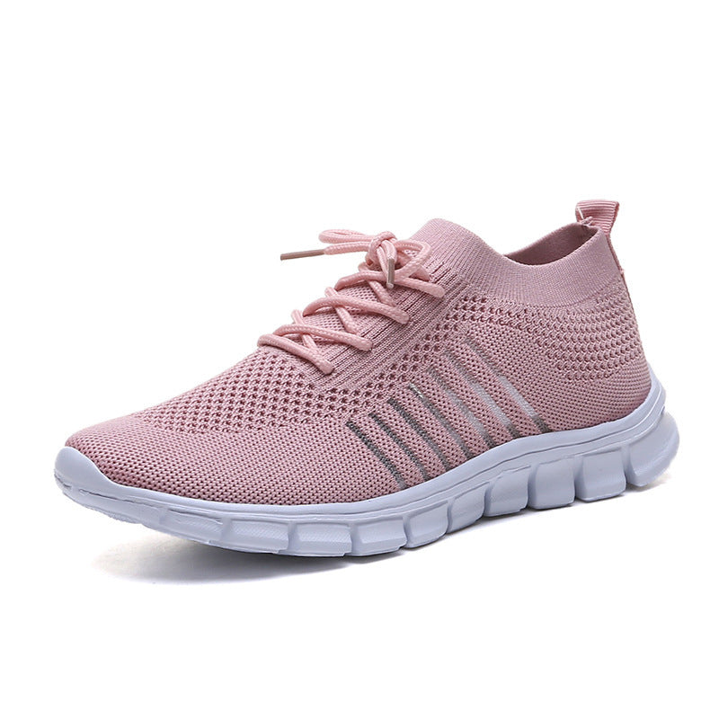 B-READY 
Casual Ladies Shoes Breathable  Women Flying Knit Sports Shoes Flat Shoes
