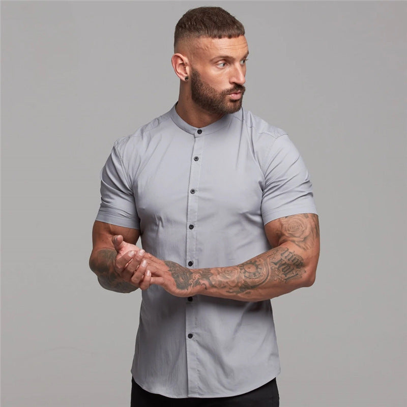 B-READY MEN SPORT New Summer Shirt  Fitness Clothing Cotton Tops Short Sleeve Sports Shirts Brand Mens Short Cool Casual Fashion Breathable Shirt