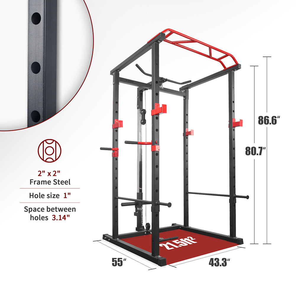 B-READY Multi-functional Power Cage Home Adjustable Pullup Squat Rack Capacity Comprehensive Fitness Barbell Rack