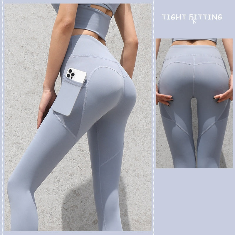 B-READY Gym Sport Seamless Leggings With Pockets Push Up High Waist Pants Women Fitness Running Yoga Pants Gym Sport Seamless Leggings