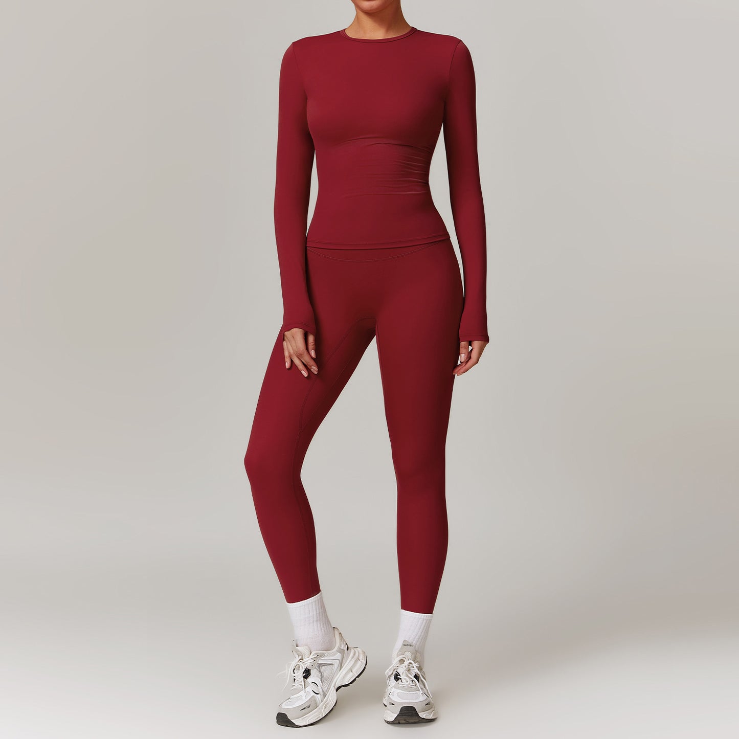 B-READY Tight-fitting Brushed Yoga Suit Quick-drying Fitness Clothes  Fitness Long Sleeve Tracksuits Sports Suit Gym Top High Waist Leggings Women Sets Yoga Set