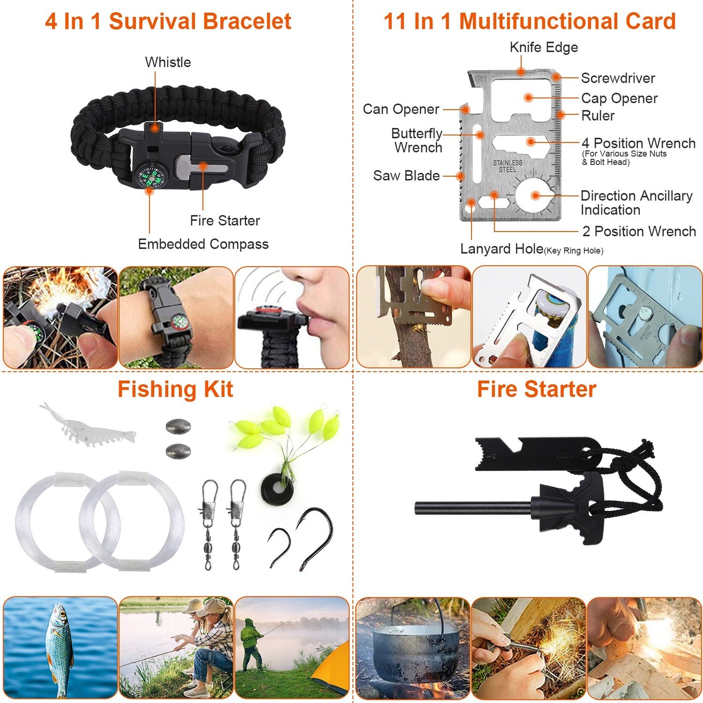 B-READY 121Pcs Per Set Survival Kits Professional Emergency Survival Gear Tactical First Aid Kit Supplies For Outdoor Adventure Camping Hiking Hunting
