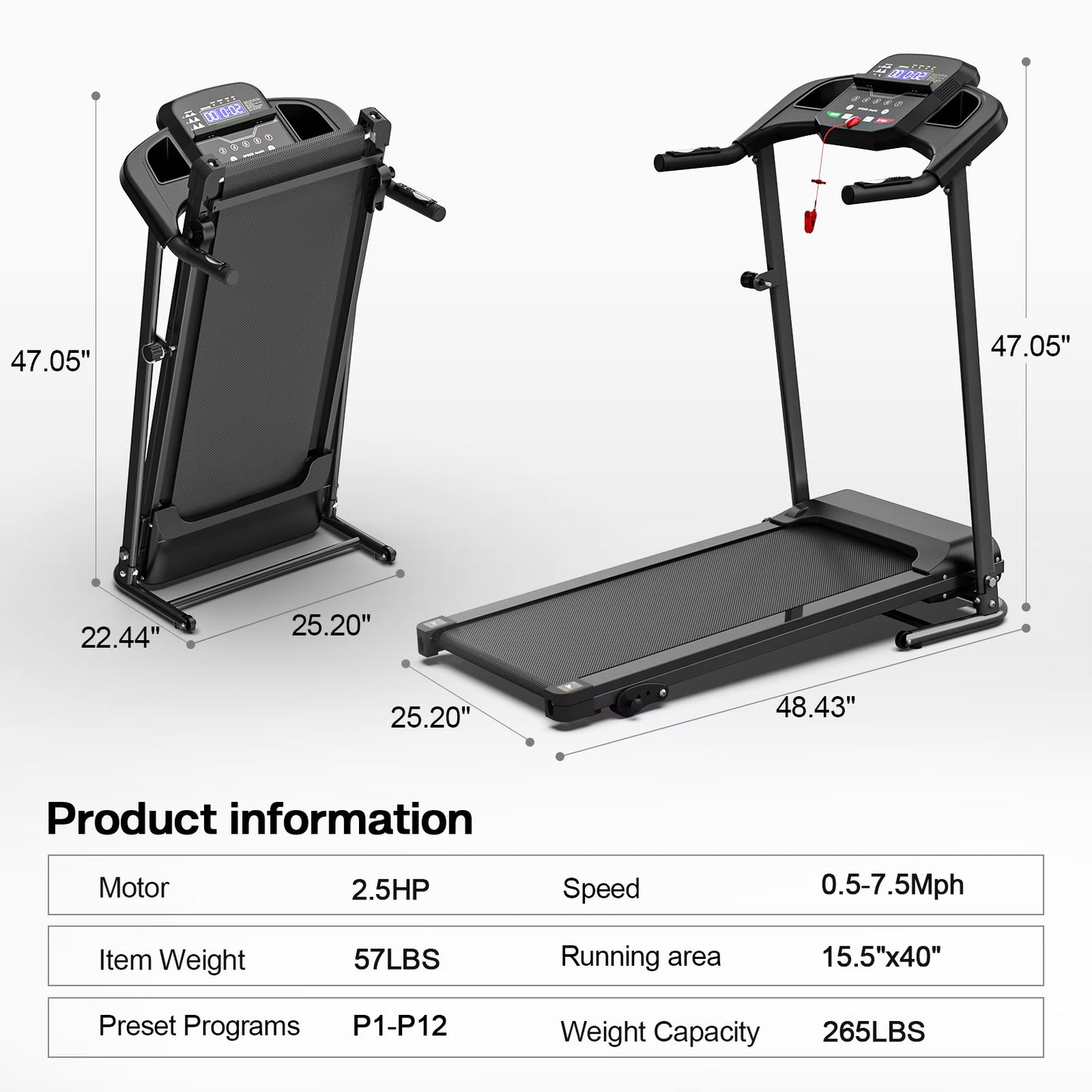 B-READY Home Folding Treadmill With Pulse Sensor