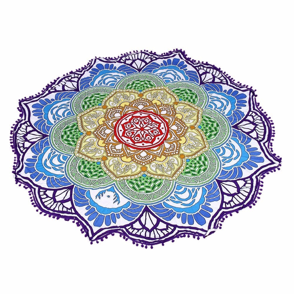B-READY Round Printed Bath Towel Beach Towel Yoga Mat Psyc Trip Mat