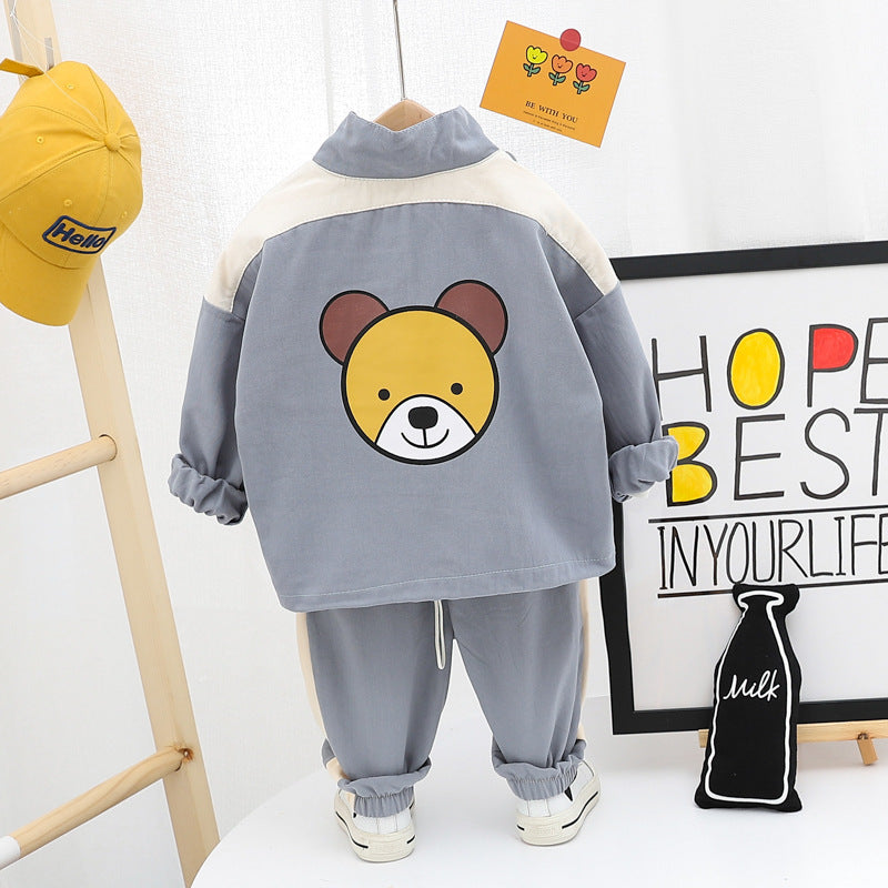 B-READY Kinderkleidung, Jungenpullover, Frühling und Herbst, ausländischer Stil, Kinderkleidung, gutaussehend, 2 Kinder, 1 Jahr alt, 3 Flut, 0 Zweiteiliger Anzug wasserdicht