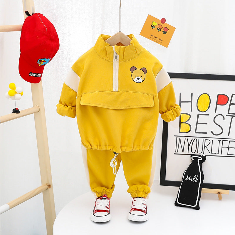 B-READY Kinderkleidung, Jungenpullover, Frühling und Herbst, ausländischer Stil, Kinderkleidung, gutaussehend, 2 Kinder, 1 Jahr alt, 3 Flut, 0 Zweiteiliger Anzug wasserdicht