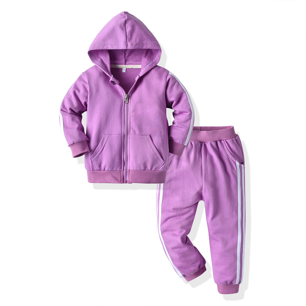 B-READY Two-Piece Children's Hooded Zipper Shirt Casual Unisex Sportswear