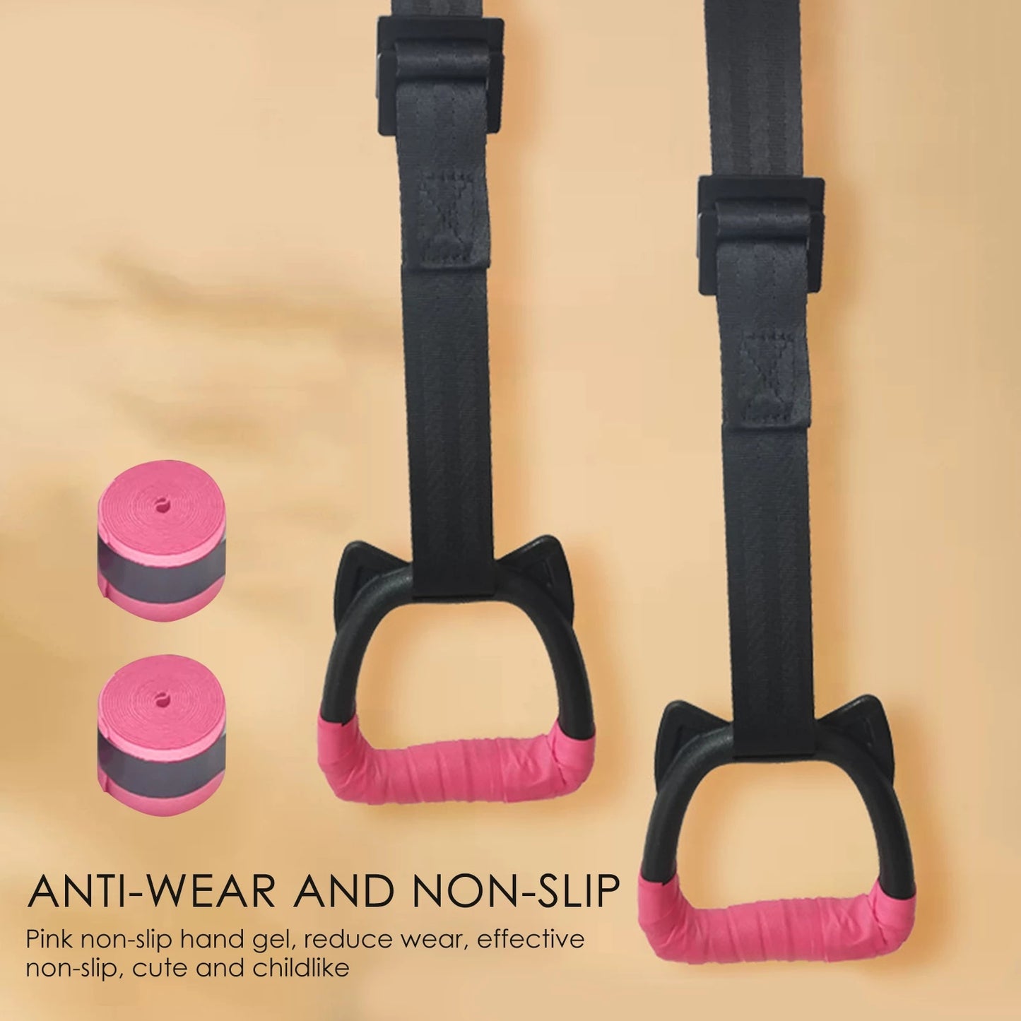 Turnringe, rutschfest, Bär, verstellbar, 200 kg, Übungsringe für Zuhause, Kinder, für Turnhallen, Sportplätze, Familien-Klimmzüge