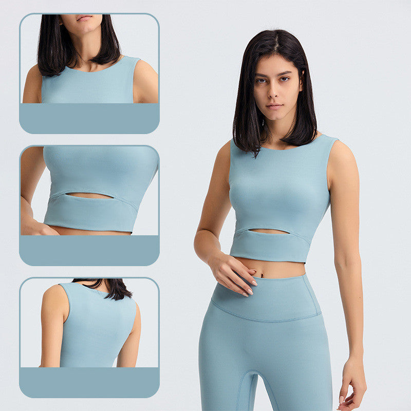 B-READY API26 Yoga Top Women'S Round Neck Sleeveless Fashion Breathable Running Sports Fitness Vest