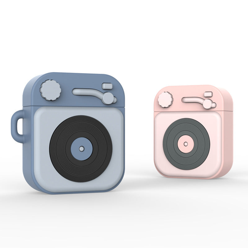 B-READY Cartoon Retro Gramophone  Wireless Bluetooth Headset Silicone Case Sport Gym Fitness
