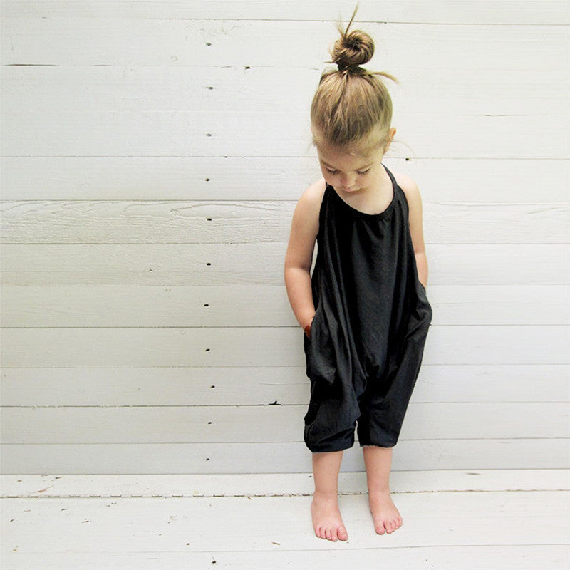 B-READY New Fashion Kids Baby Girls Strap Cotton Romper Toddler Sling Jumpsuit Harem Trousers Lace Up Sport Casual Loose Summer Clothes