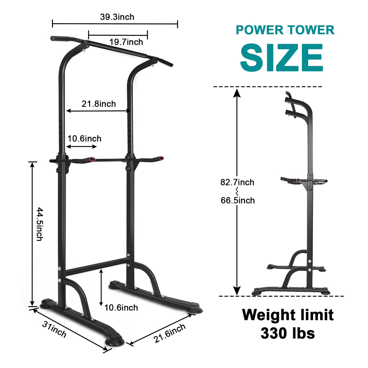 B-READY Power Tower Exercise Parallel Bar Pull-Up Bar