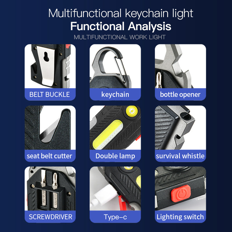 B-READY Multifunctional Charging Emergency Light Convenient Keychain Work Light COB High Brightness Maintenance Light Outdoor Camping LED Light B-PREPARED 2026