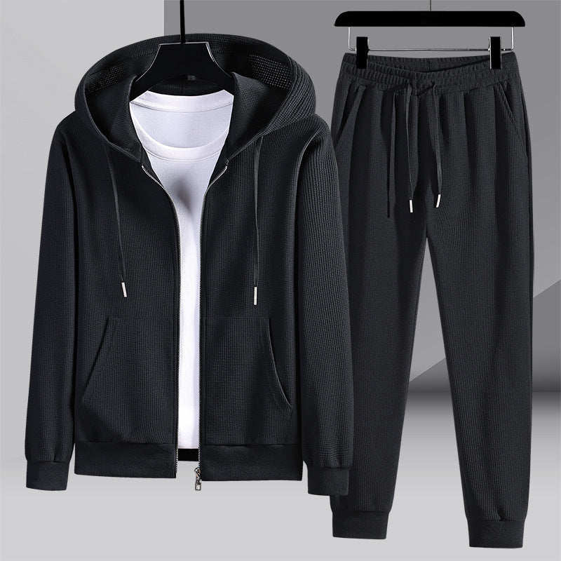 B-READY Originals unisex Sports Gym Fitness Set Waffle Couple outfit Hooded Sportswear set