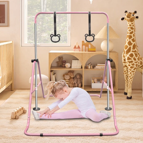 B-READY Functional Adjustable Height Children's Horizontal Gymnastic Bar With Bear Rings