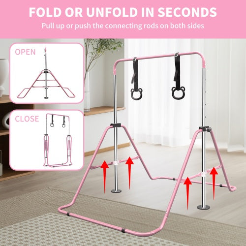 B-READY Functional Adjustable Height Children's Horizontal Gymnastic Bar With Bear Rings