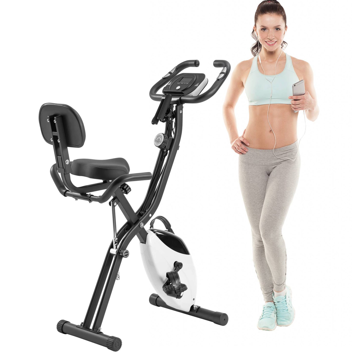 B-READY Home Folding Exercise Bike Fitness Upright Recumbent X-Bike With 10-Level