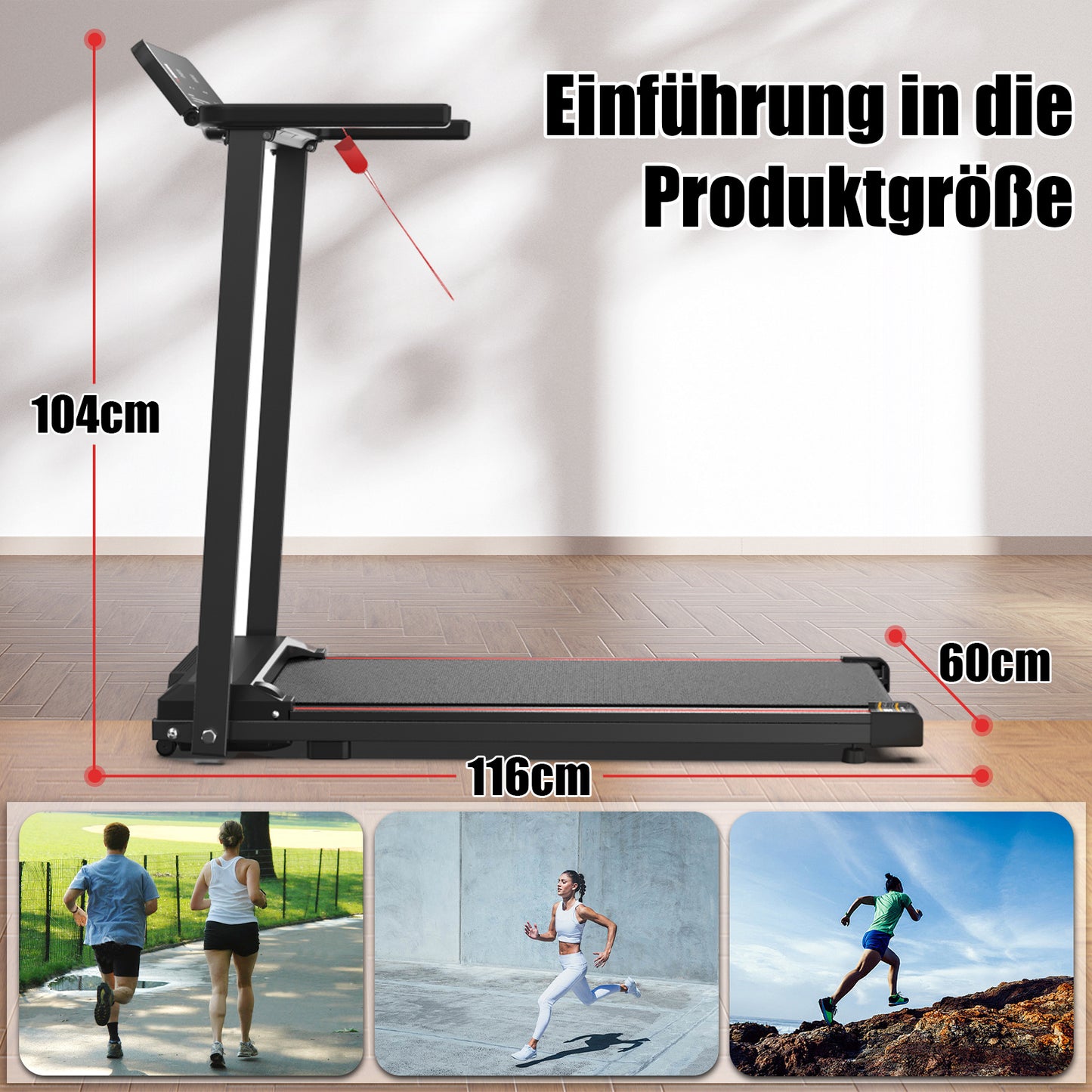 B-READY EU Electric Treadmill, Folding Treadmill For Home Up To 12 Kmh, With LED Display, App, Compact Treadmill For Home And Office, Weighing 120KG made in germany