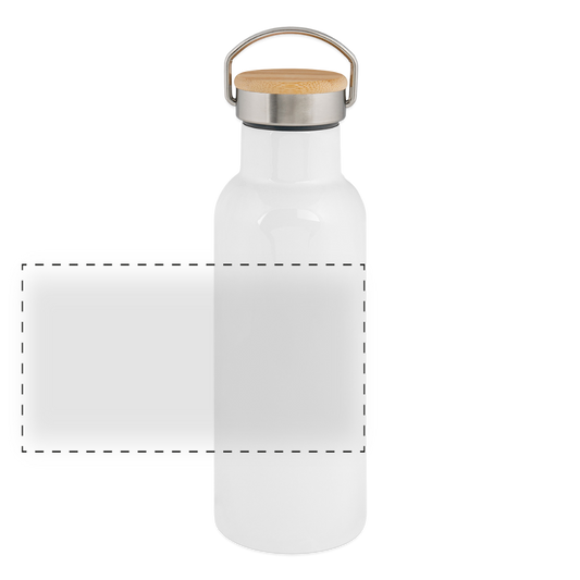 B-READY Thermal Bottle With Bamboo Lid from Thailand handmade - white