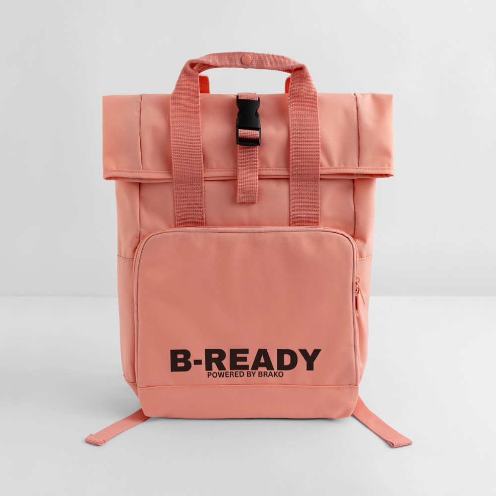 B-READY Gym Sport Work Bag Roll Top Backpack with Two Handles - black